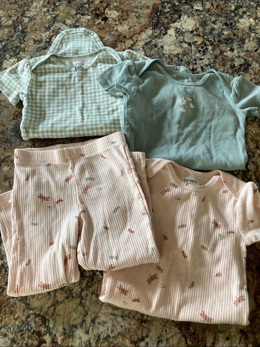 Cotton Girls' Green & Pink Floral onesies and pants set
